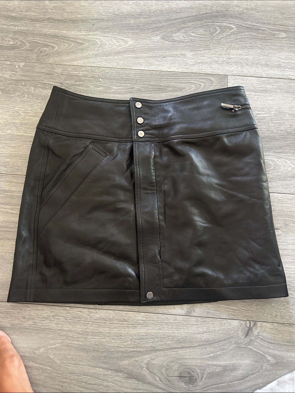 Vintage Rare Blumarine Black Lambskin Leather Mini Skirt Y2K IT 42 / US S